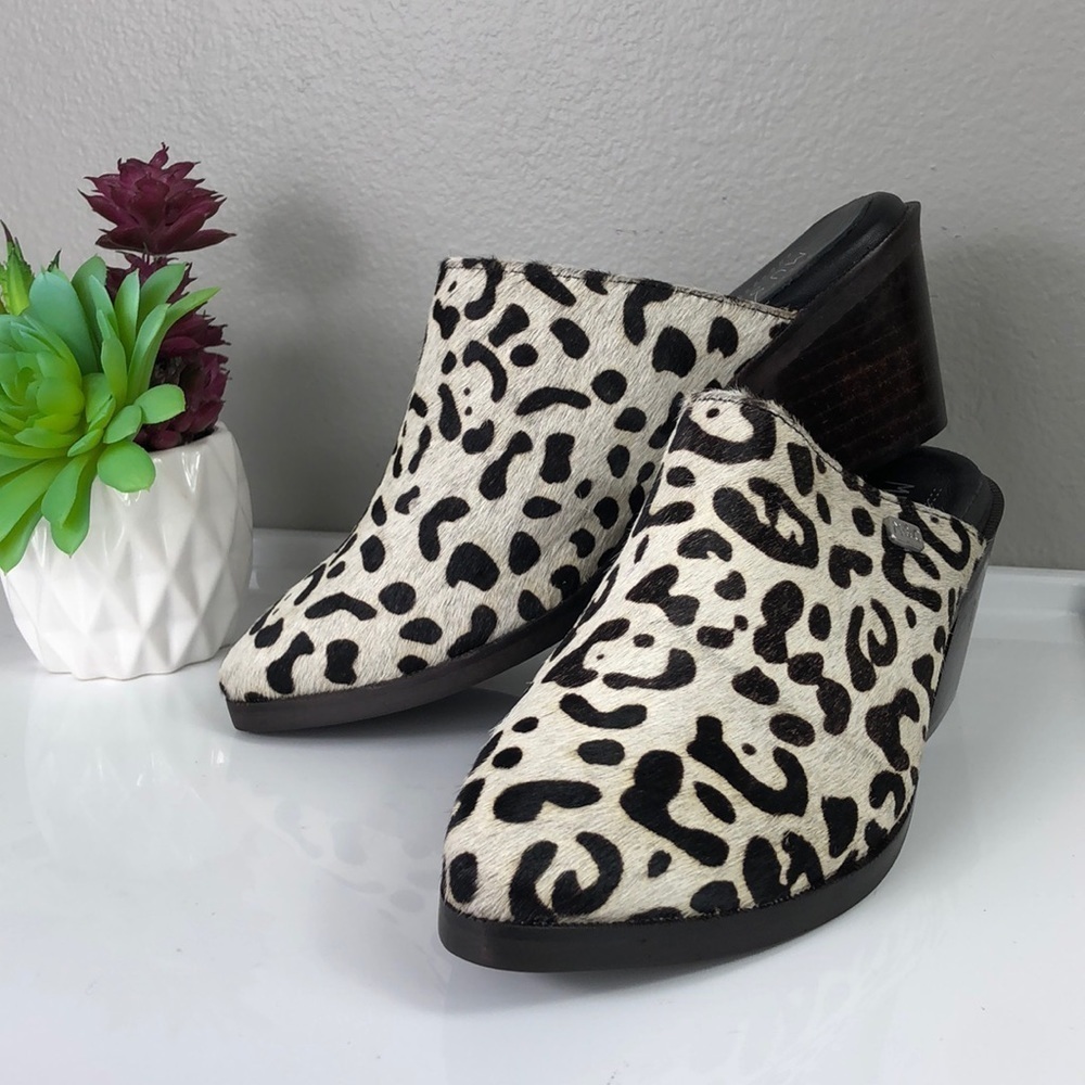 NWOB Musse & Cloud Block Heel Mule Animal Hair Leather 7